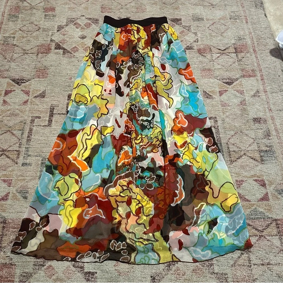 Diane Von Furstenberg multi-coloured silk maxi skirt or strapless dress size 6 - Picture 7 of 10